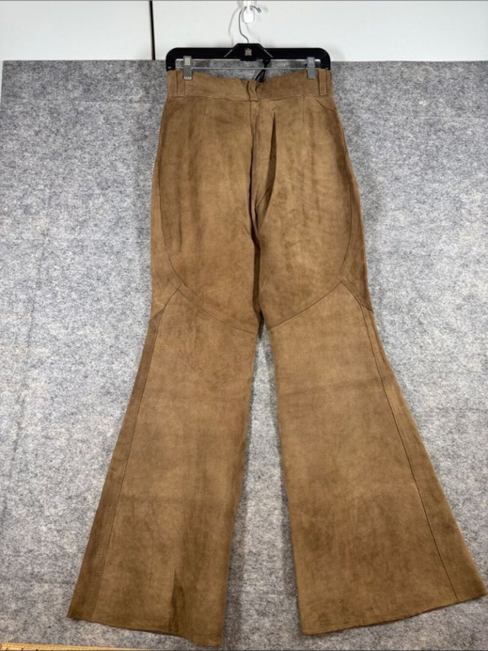 Vintage Brown Suede High Waisted Flare Pants Bell Bottom Boho Western Festival - Picture 12 of 16